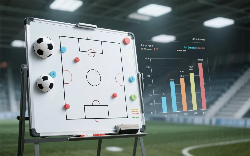战术板与数据面板叠加的足球分析视觉，体现结构化预测与复盘